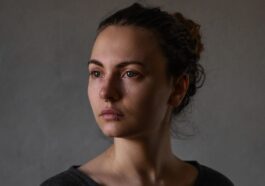 a woman with a straight face