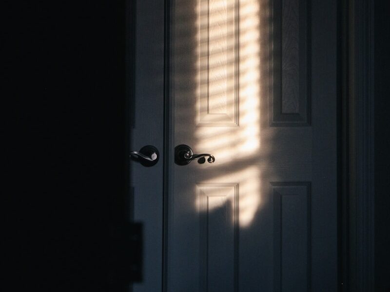 A door with a light coming through it