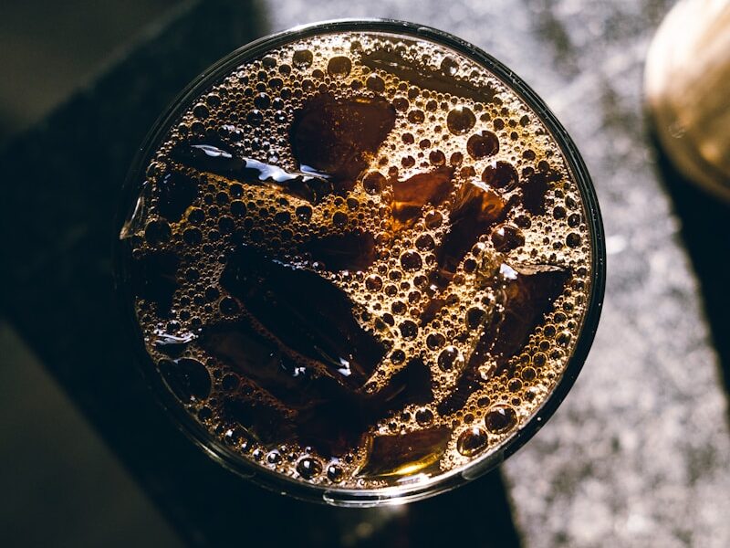 iced cold drinks in drinking glass