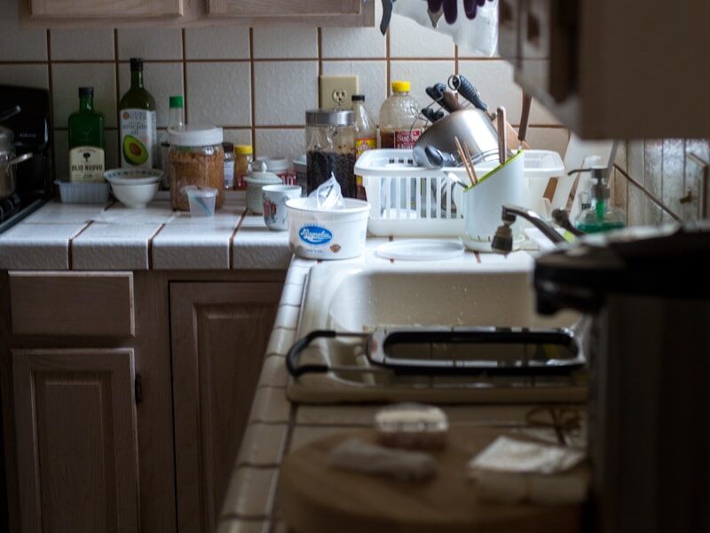 white wooden kitchen cabinet