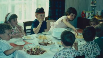 a group of people eating at a table